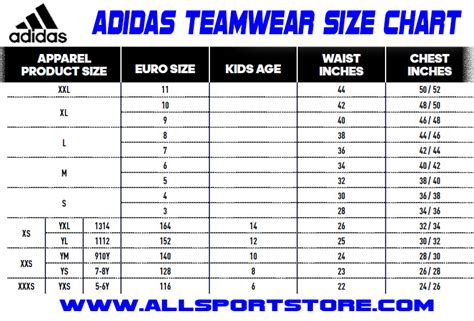 adidas uniform sizing chart.